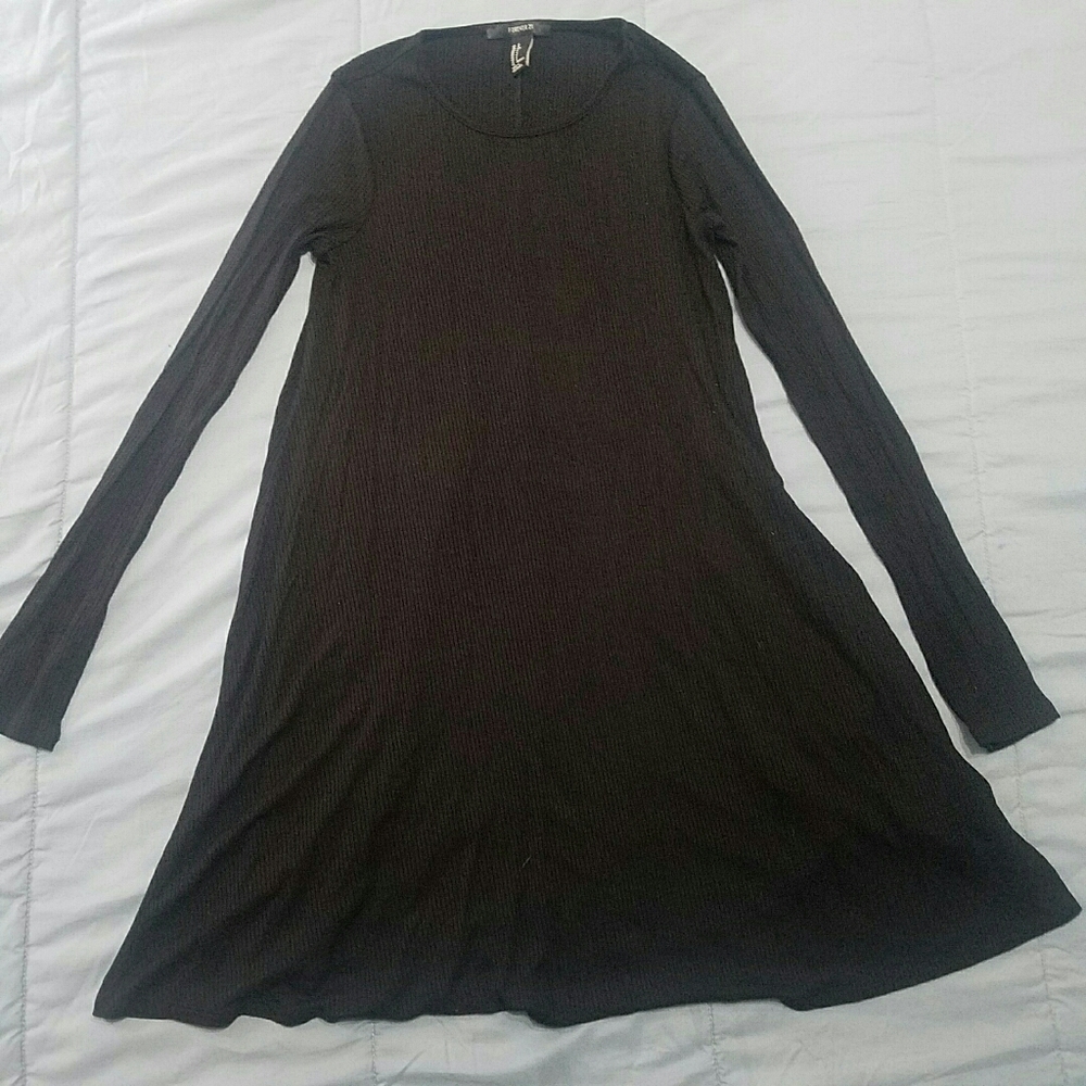 BLACK RIBBED DRESS